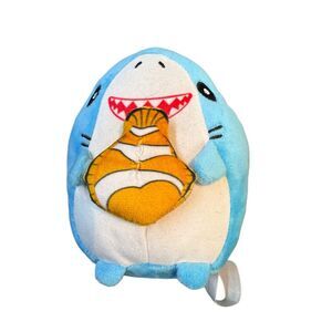 Peek-A-Boo Blue Orange Shark Plush Holding Clown Fish Stuffed Animal Toys